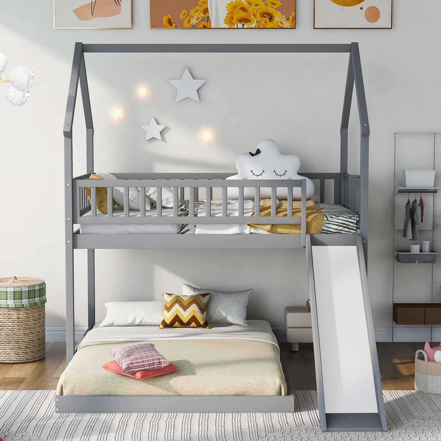 House Bunk Bed With Slide And Built In Ladder - The Sleep Loft - Online Mattress Showroom NYC