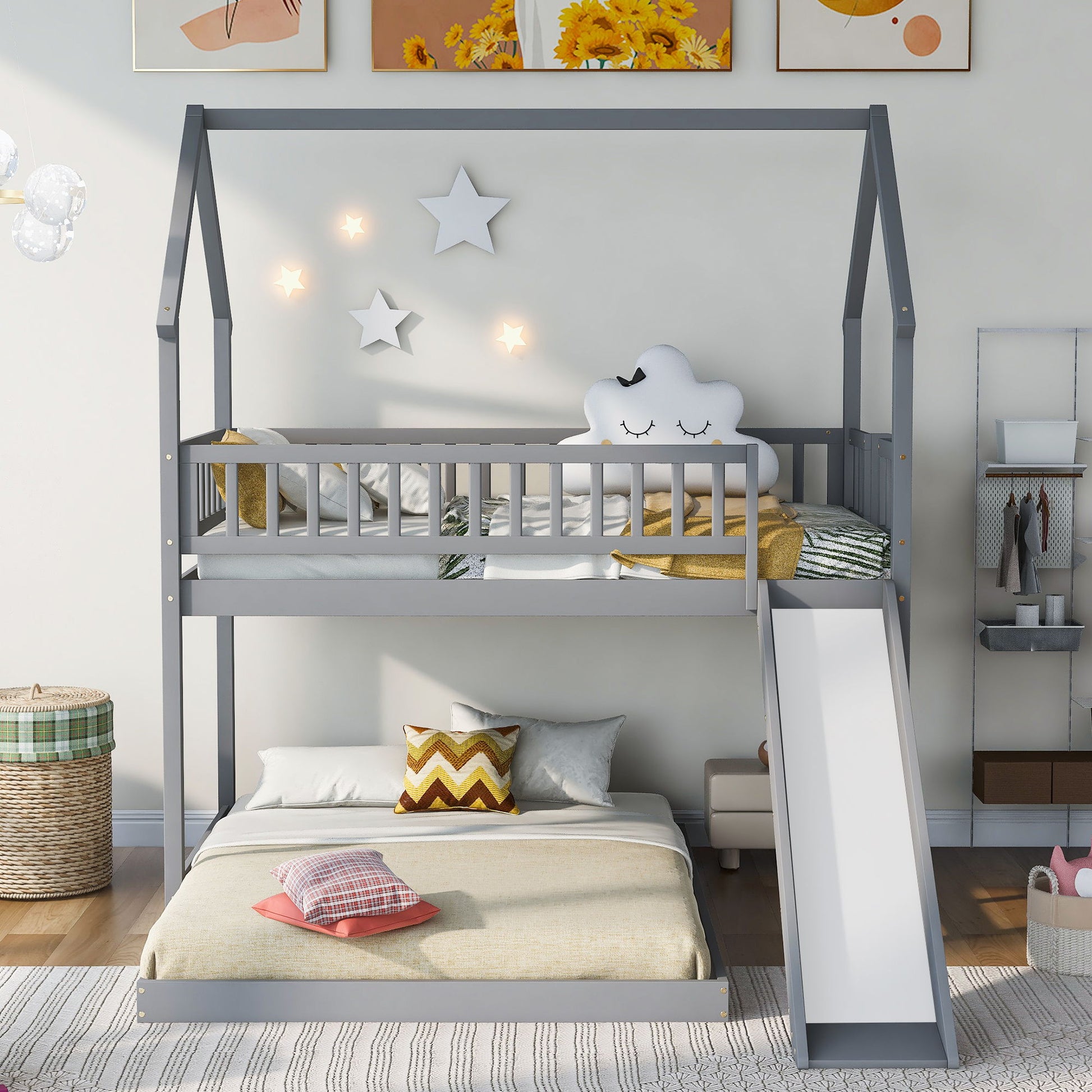 House Bunk Bed With Slide And Built In Ladder - The Sleep Loft - Online Mattress Showroom NYC