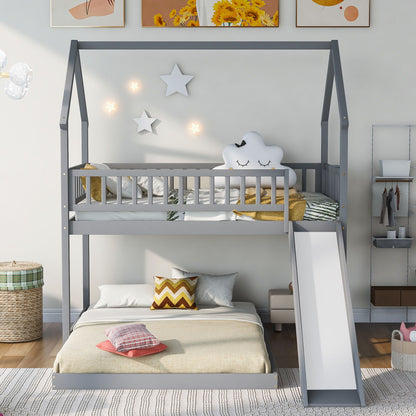 House Bunk Bed With Slide And Built In Ladder - The Sleep Loft - Online Mattress Showroom NYC