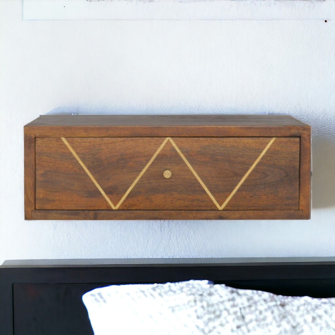 Floating Bedside Table - Chestnut - The Sleep Loft - Online Mattress Showroom NYC