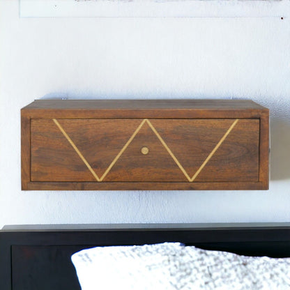 Floating Bedside Table - Chestnut - The Sleep Loft - Online Mattress Showroom NYC