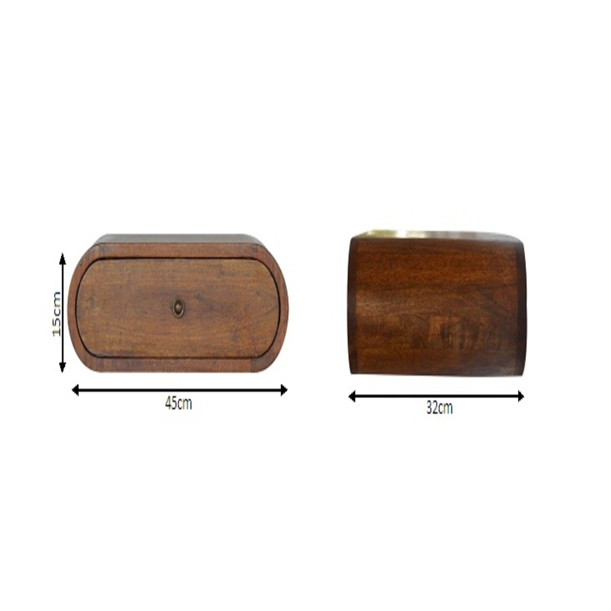 Wall Mounted Round Bedside Table - Chestnut - The Sleep Loft - Online Mattress Showroom NYC