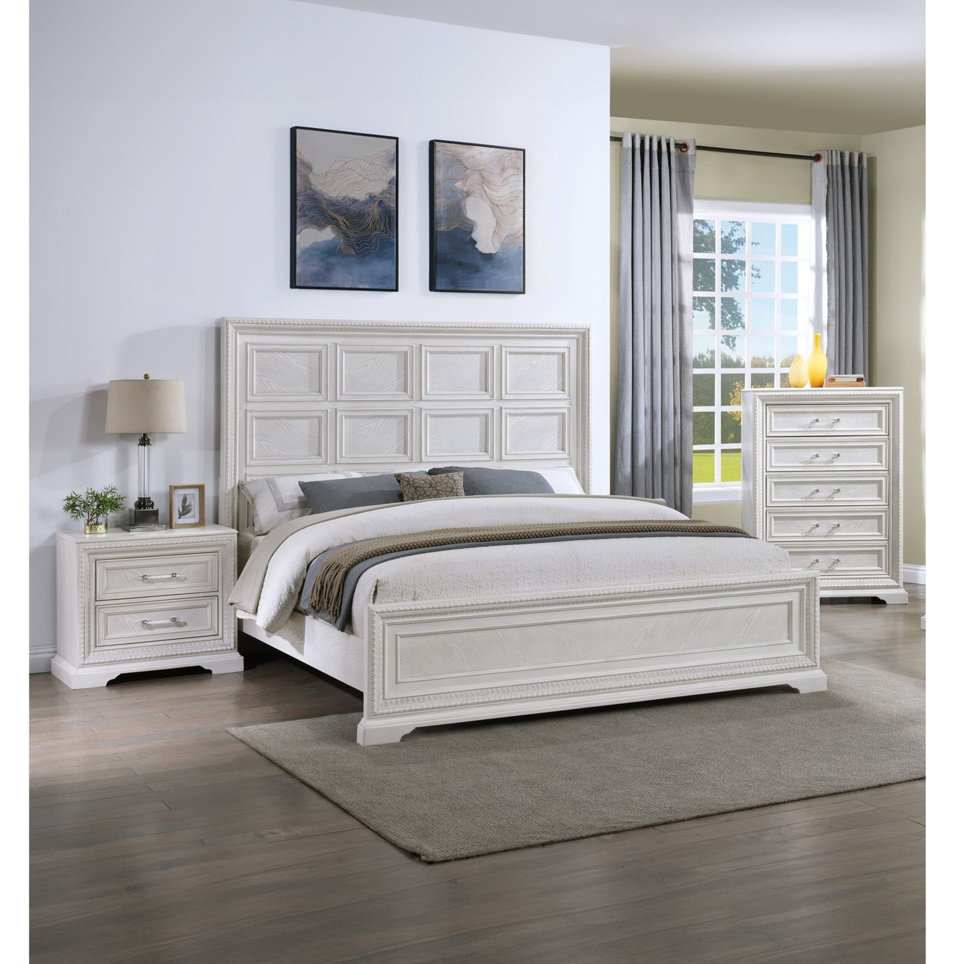 Geometric Design Headboard Panel Bed - The Sleep Loft - Online Mattress Showroom NYC
