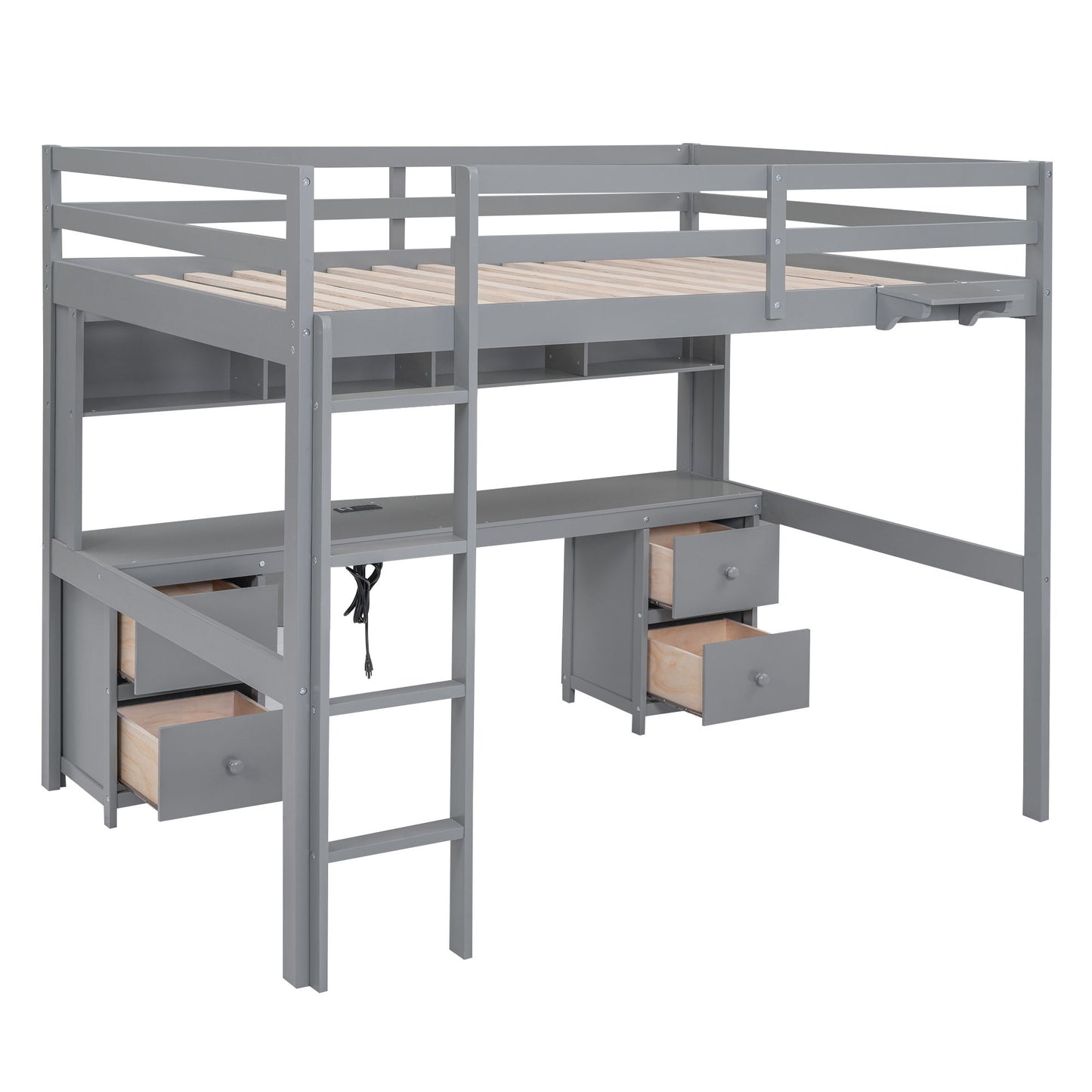 Loft Bed With Desk, Cabinets, Drawers, Charging Station And Bedside Tray - The Sleep Loft - Online Mattress Showroom NYC