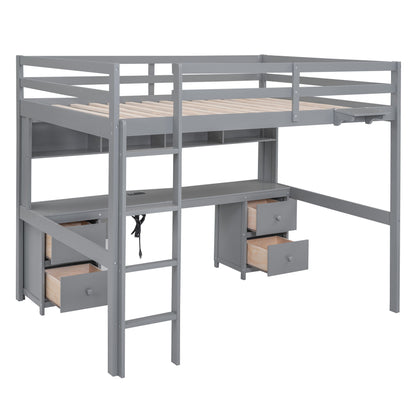 Loft Bed With Desk, Cabinets, Drawers, Charging Station And Bedside Tray - The Sleep Loft - Online Mattress Showroom NYC