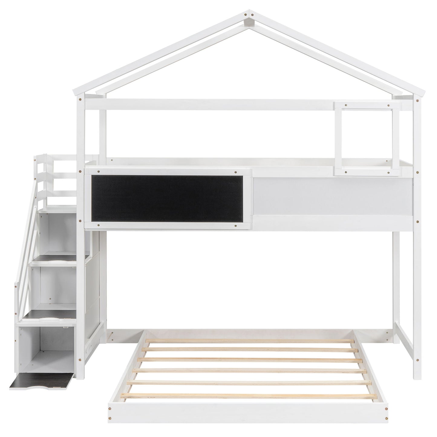 House Style Bunk Bed With Storage Staircase And board - The Sleep Loft - Online Mattress Showroom NYC