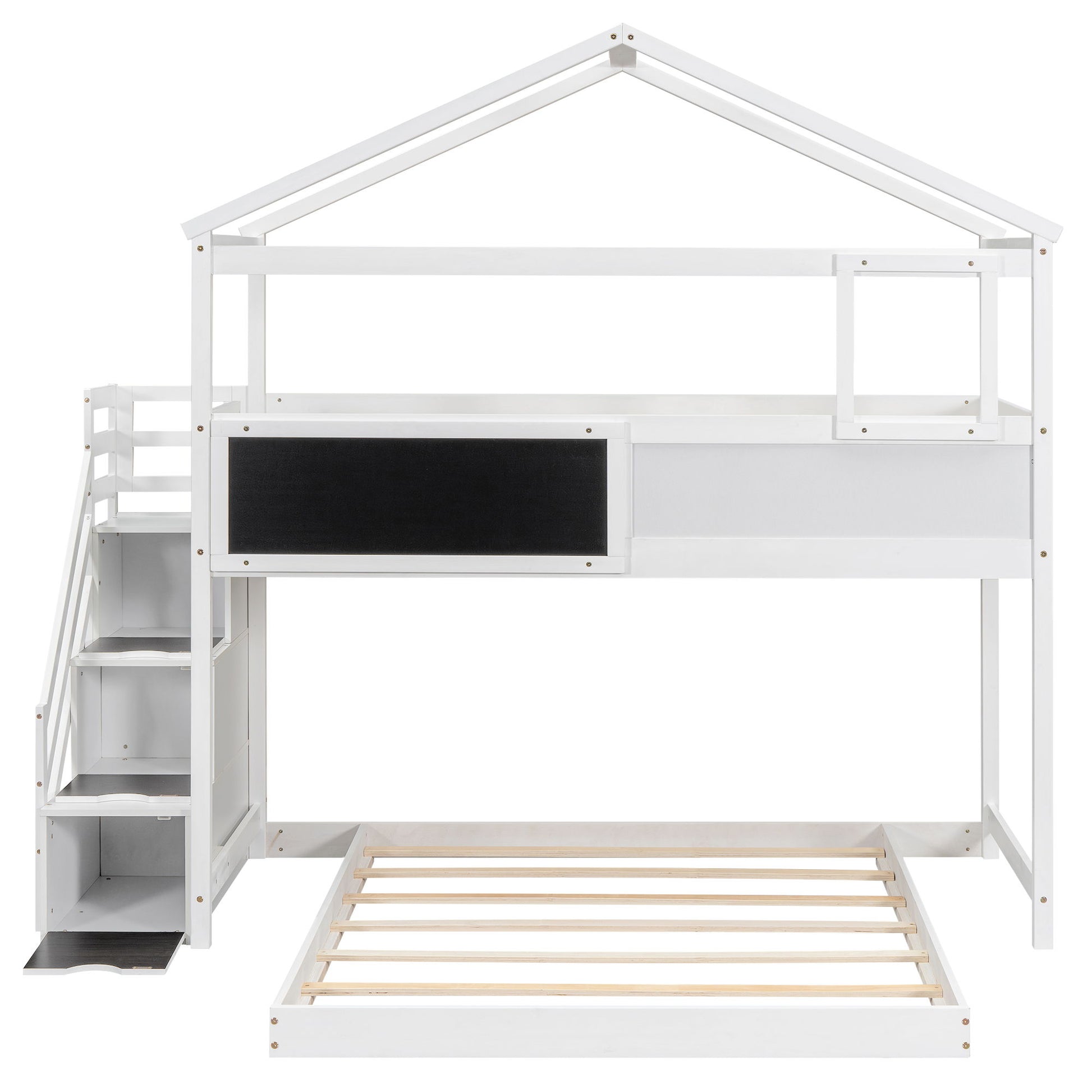 House Style Bunk Bed With Storage Staircase And board - The Sleep Loft - Online Mattress Showroom NYC
