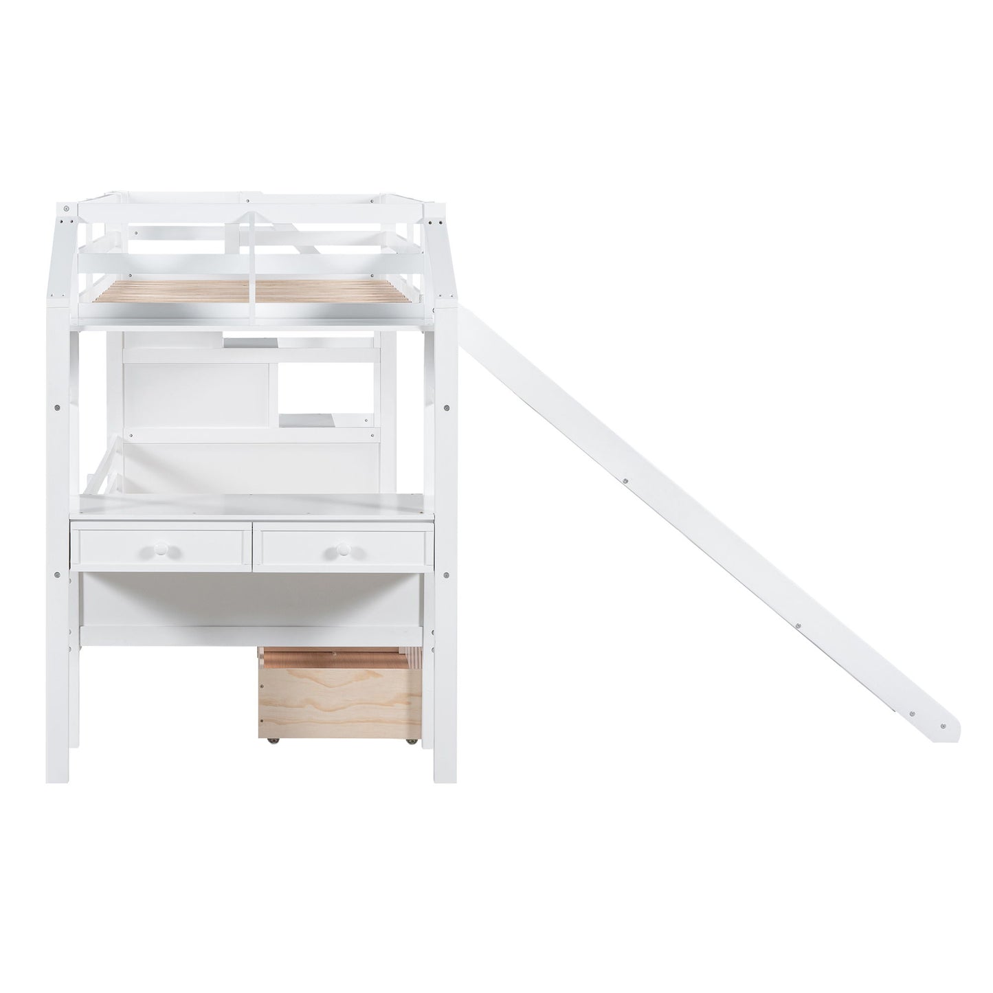 Bunk Bed With Storage Staircase, Slide, Desk, Drawers, And Shelves - The Sleep Loft - Online Mattress Showroom NYC