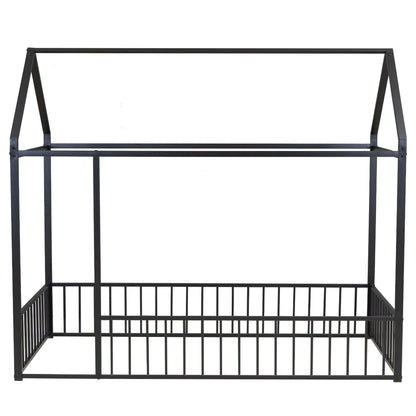 Metal Bed House Bed Frame With Fence - The Sleep Loft - Online Mattress Showroom NYC