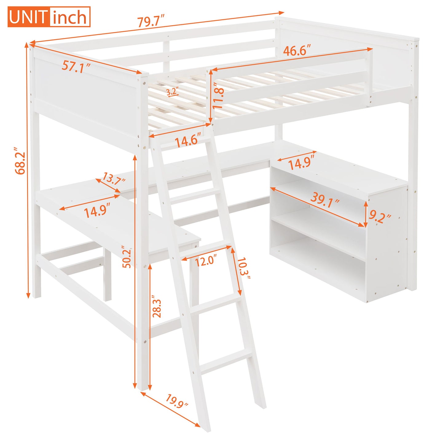 Loft Bed With Shelves With Desk - The Sleep Loft - Online Mattress Showroom NYC
