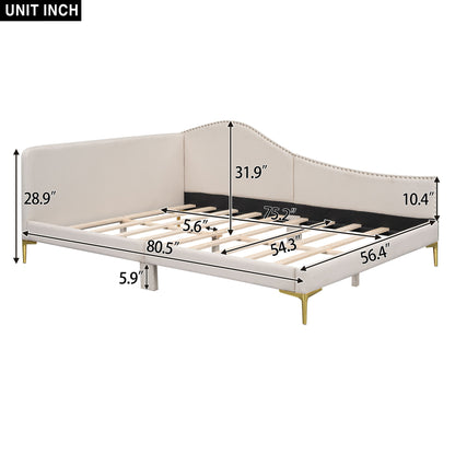 Upholstered Daybed With Headboard And Armrest, Support Legs - The Sleep Loft - Online Mattress Showroom NYC