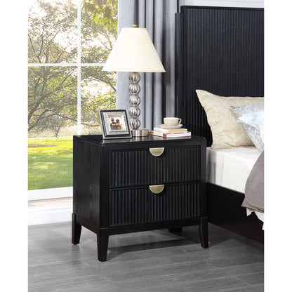 Mason - 2 Drawer Nightstand With Fluted Design - Black - The Sleep Loft - Online Mattress Showroom NYC