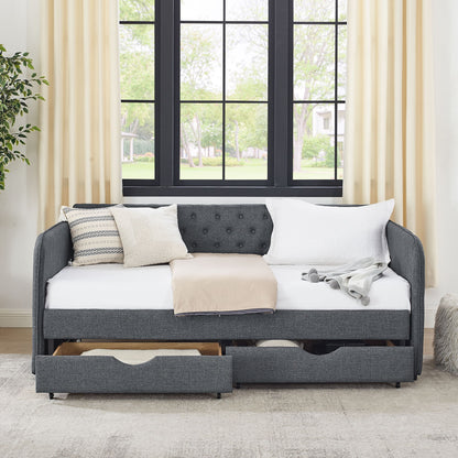 Daybed With Trundle And Storage Drawers, Flat Arms With Pocket - The Sleep Loft - Online Mattress Showroom NYC