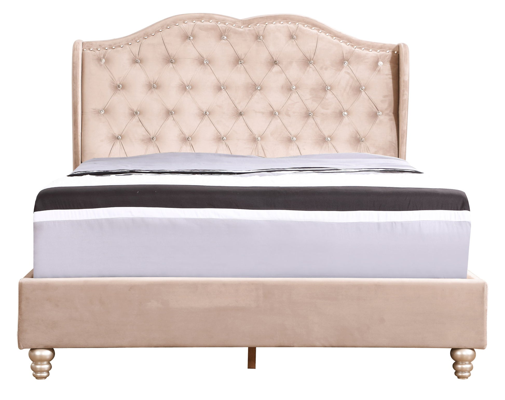 Upholstered Velvet Bed Transitional - The Sleep Loft - Online Mattress Showroom NYC