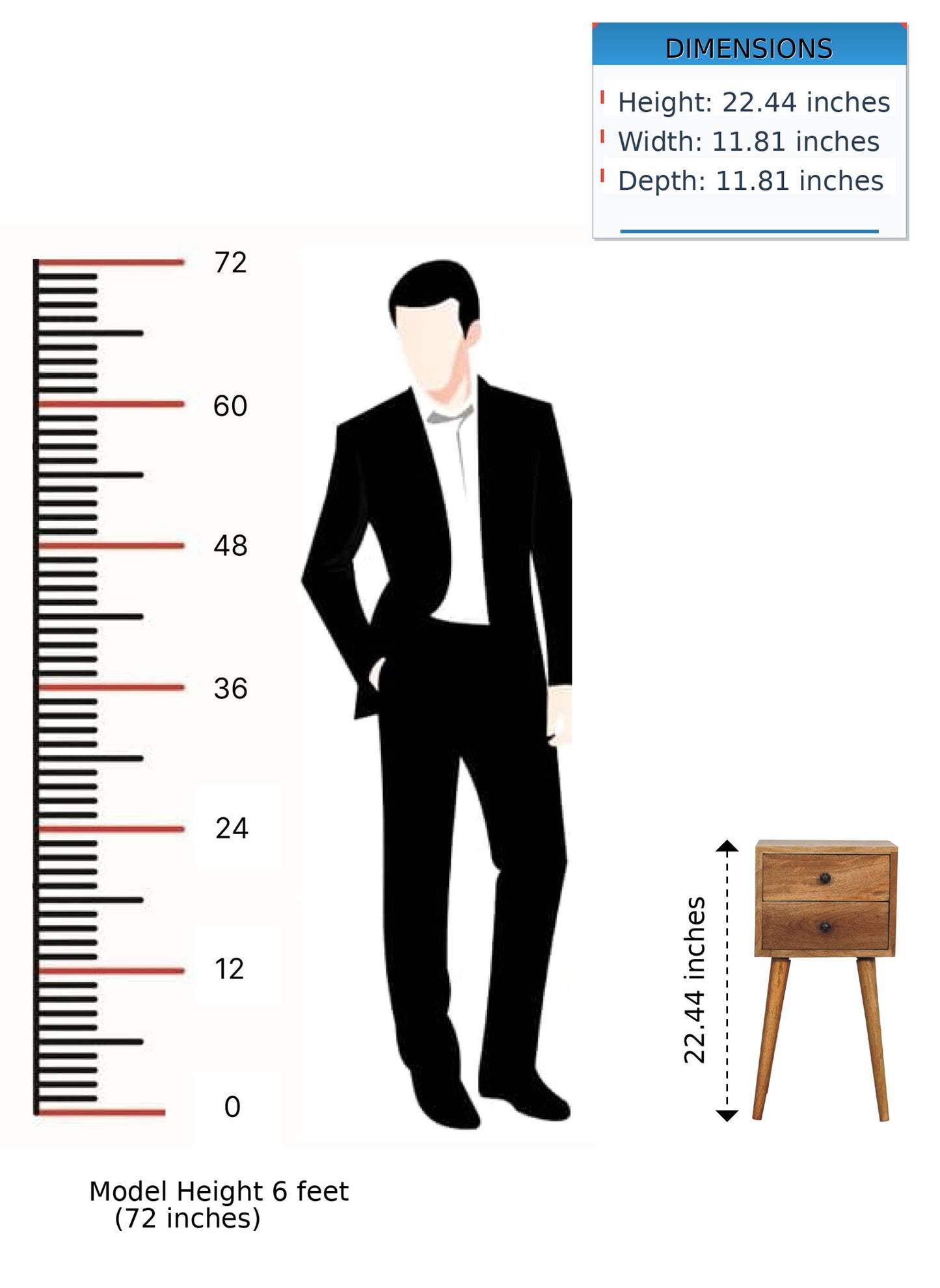 Mini 2 Drawer Nightstand - The Sleep Loft - Online Mattress Showroom NYC