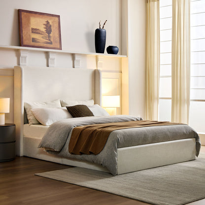 Carmen - Full Size Upholstered Wingback Bed - Ivory - The Sleep Loft - Online Mattress Showroom NYC