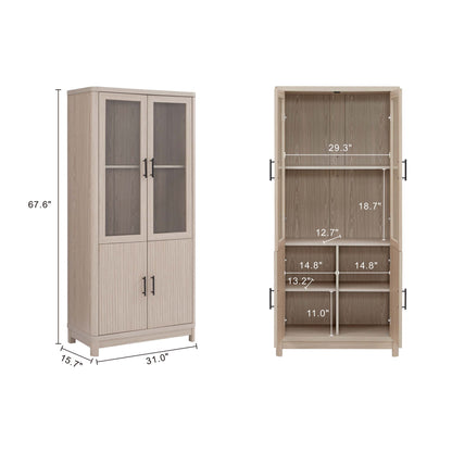 Jodie - Bookcase Cabinet With 6 Adjustable Shelves - Oak - The Sleep Loft - Online Mattress Showroom NYC