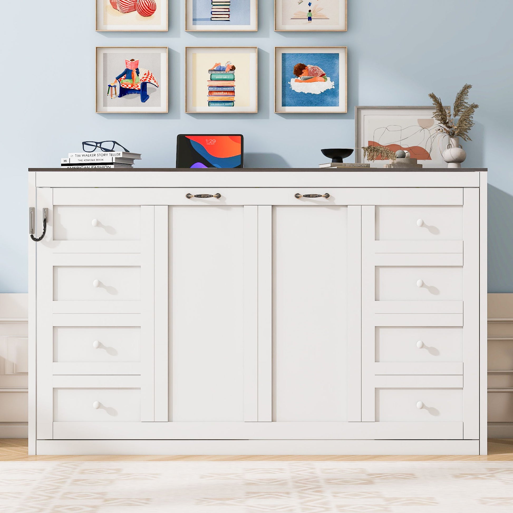 Murphy Bed With LED Light, Foldable Wall Bed Cabinet - The Sleep Loft - Online Mattress Showroom NYC