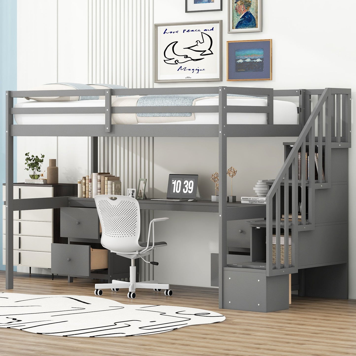 Loft Bed Frame With Built In Desk And Double Storage Drawers - The Sleep Loft - Online Mattress Showroom NYC