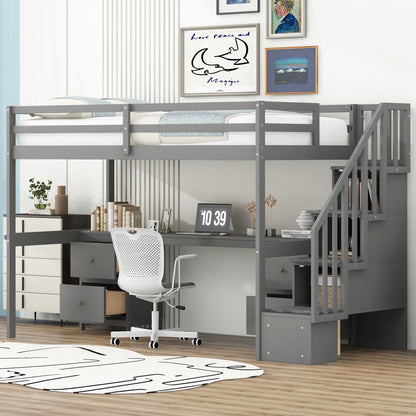 Loft Bed Frame With Built In Desk And Double Storage Drawers - The Sleep Loft - Online Mattress Showroom NYC
