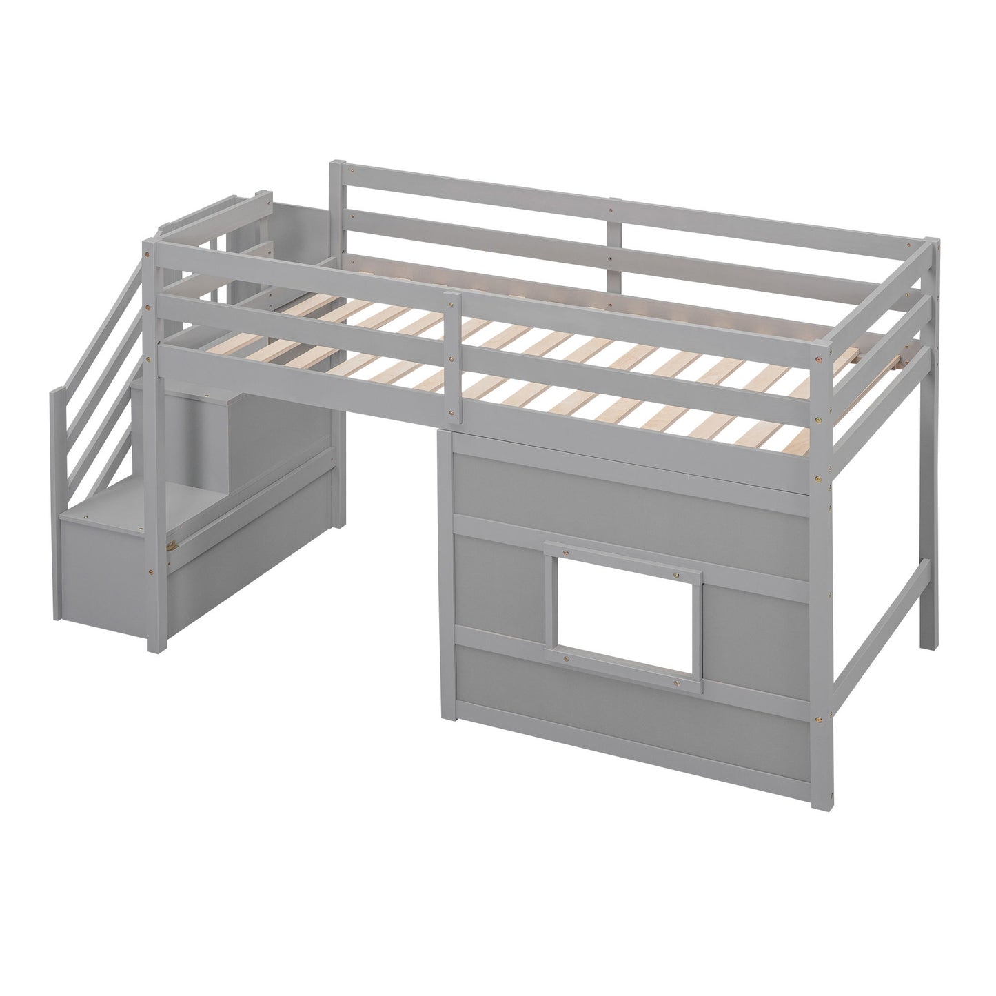 Loft Bed With Storage Staircase, Window & LED Light - The Sleep Loft - Online Mattress Showroom NYC