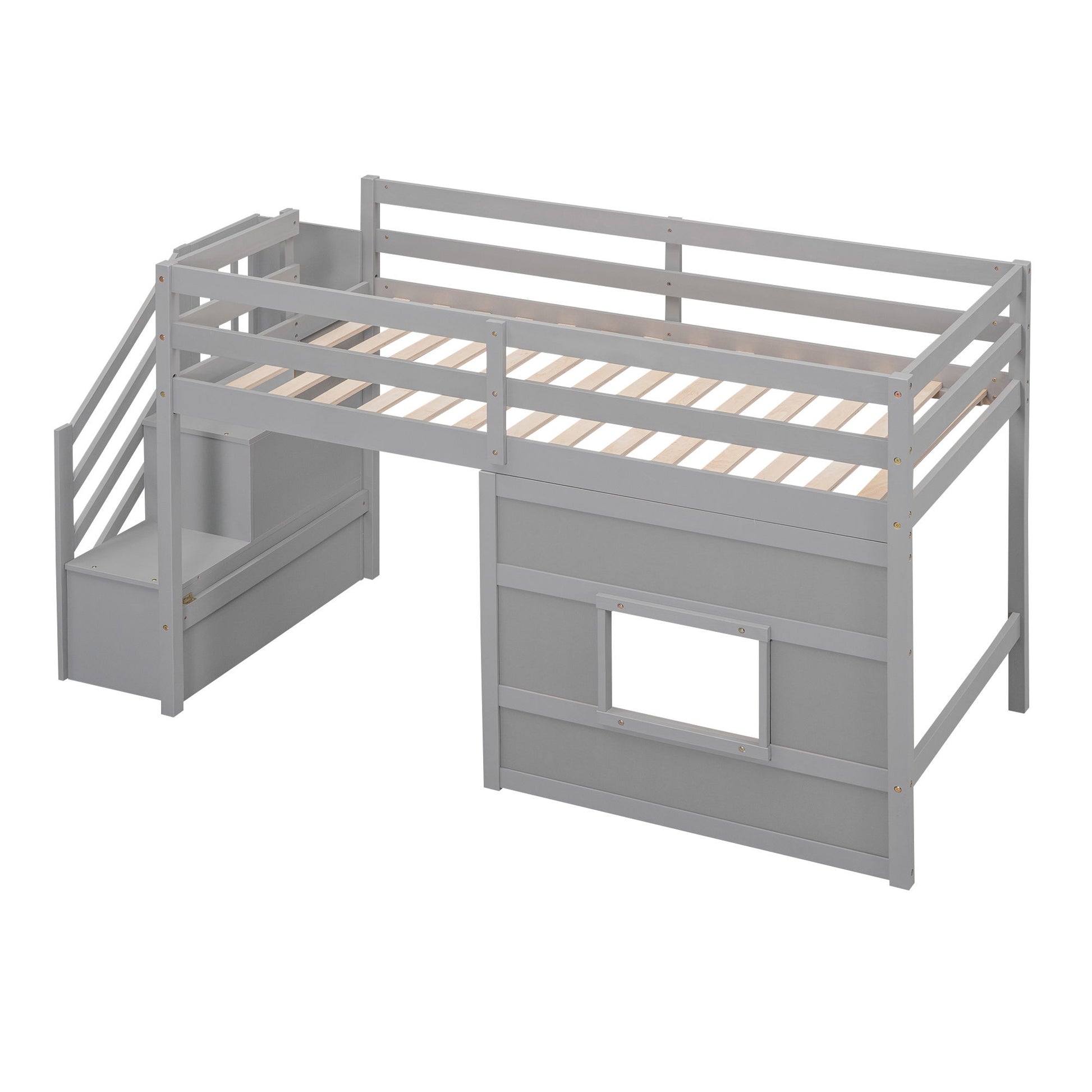 Loft Bed With Storage Staircase, Window & LED Light - The Sleep Loft - Online Mattress Showroom NYC