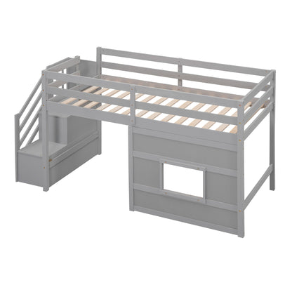 Loft Bed With Storage Staircase, Window & LED Light - The Sleep Loft - Online Mattress Showroom NYC
