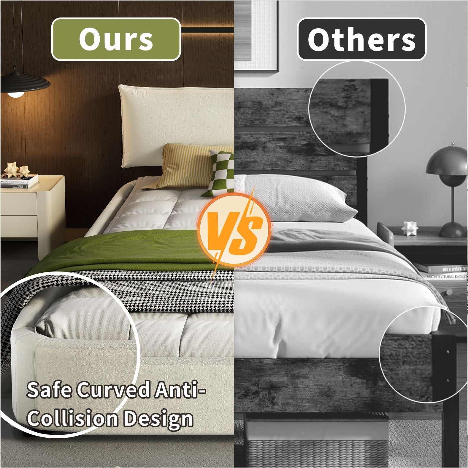 Cloud Bed Frame With Oversized Padded Movable Headboard - The Sleep Loft - Online Mattress Showroom NYC