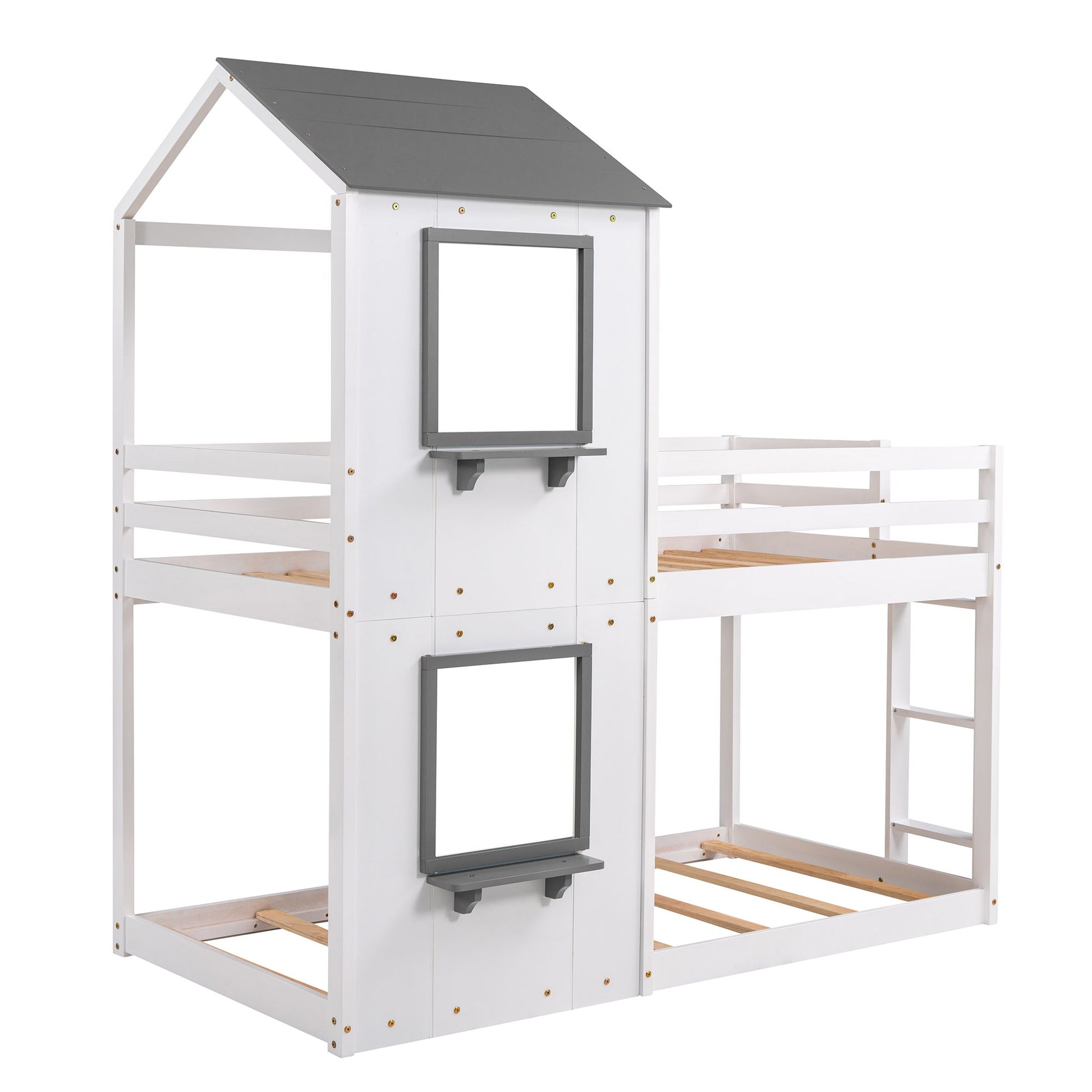 Bunk Bed Wood Bed & Roof, Window, Guardrail, Ladder - The Sleep Loft - Online Mattress Showroom NYC
