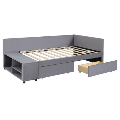 L Shaped Upholstered Platform Bed With Storage And Drawers - The Sleep Loft - Online Mattress Showroom NYC