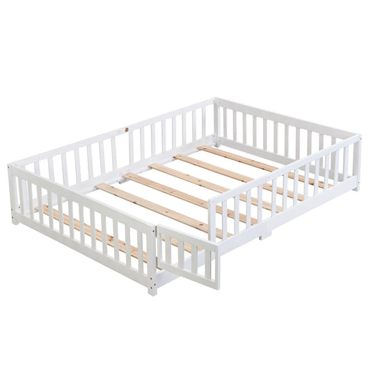 Solid Wood Floor Bed With Door And Fence For Children - The Sleep Loft - Online Mattress Showroom NYC