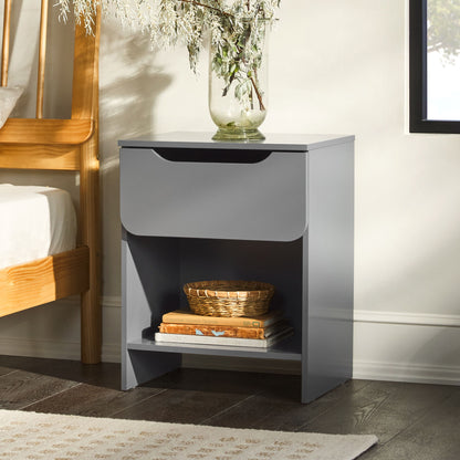 Modern Minimalist 1 Drawer Nightstand With Cubby - The Sleep Loft - Online Mattress Showroom NYC