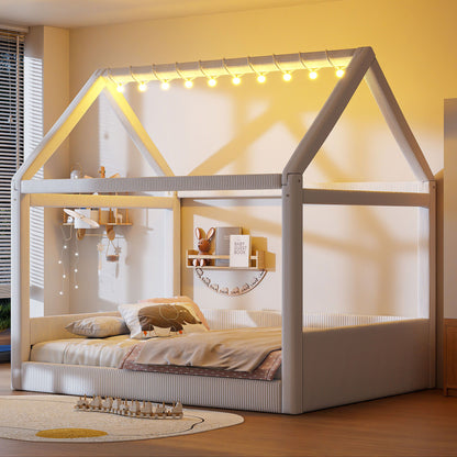 Upholstered House Style Daybed With LED Light Strips - The Sleep Loft - Online Mattress Showroom NYC