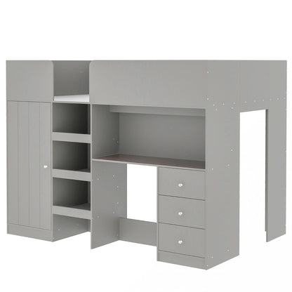 Loft Bed With Built In Wardrobe, Desk, Shelves, And Drawers - The Sleep Loft - Online Mattress Showroom NYC