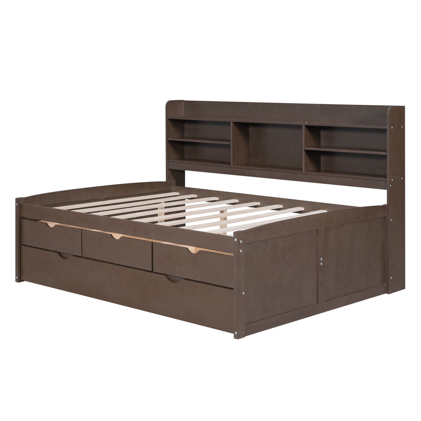 Captain Bed With Built In Bookshelves, 3 Storage Drawers, And Trundle - The Sleep Loft - Online Mattress Showroom NYC