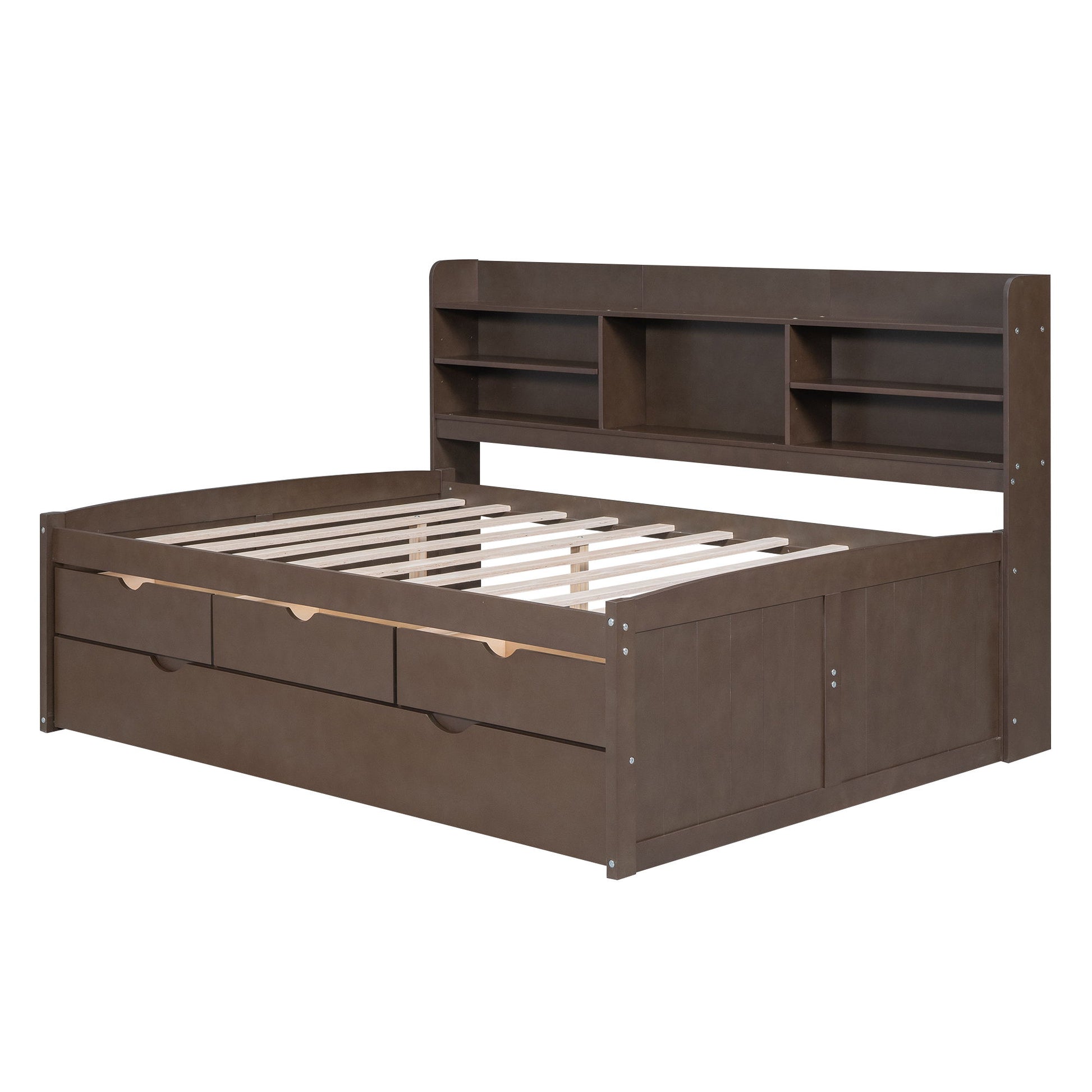 Captain Bed With Built In Bookshelves, 3 Storage Drawers, And Trundle - The Sleep Loft - Online Mattress Showroom NYC