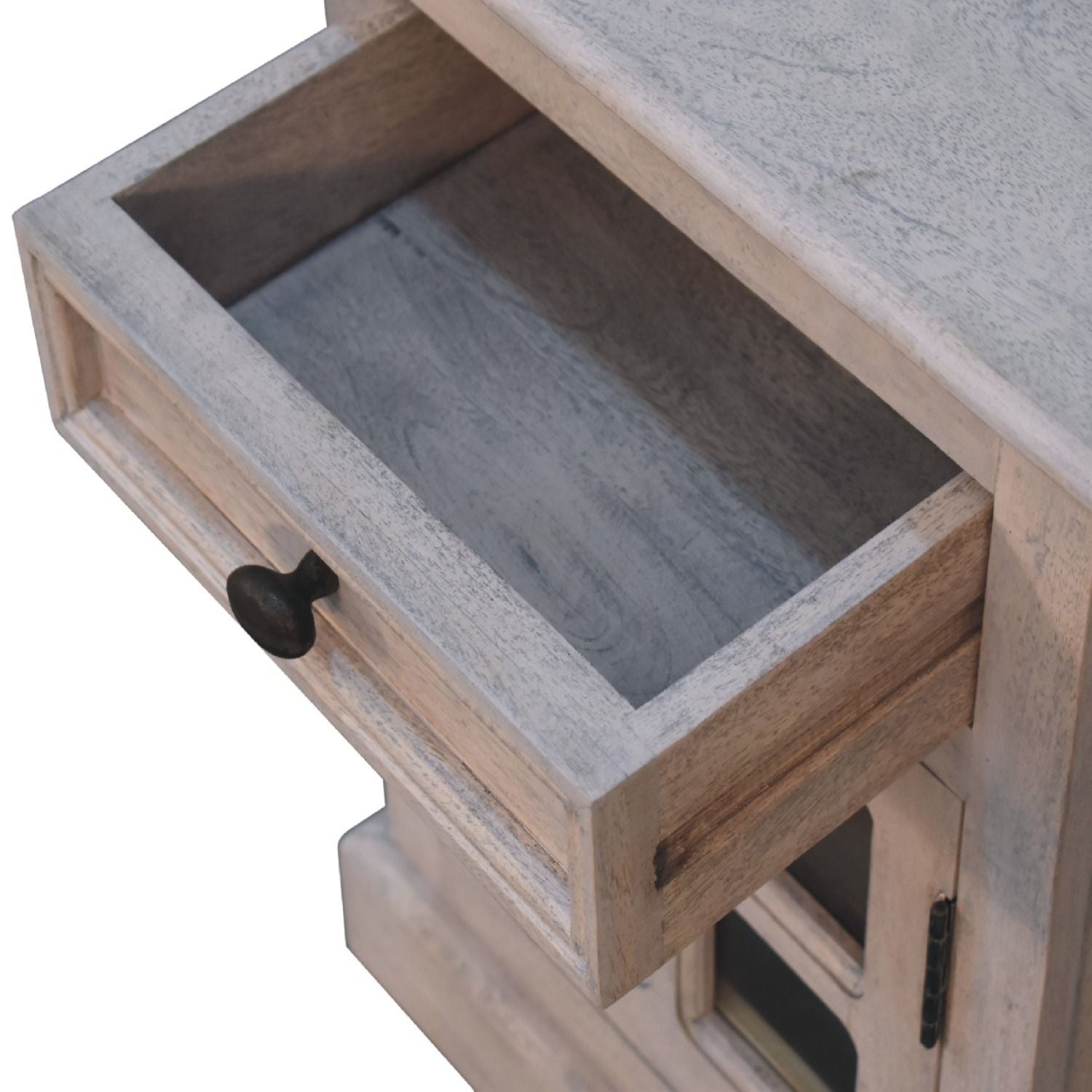 Glazed Bedside Table - Stone White - The Sleep Loft - Online Mattress Showroom NYC