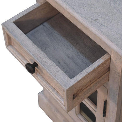 Glazed Bedside Table - Stone White - The Sleep Loft - Online Mattress Showroom NYC