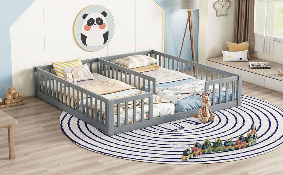 Double Floor Bed With Fence, Guardrails, Without Door - The Sleep Loft - Online Mattress Showroom NYC