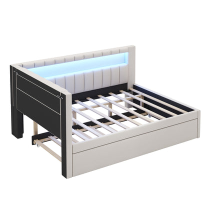 Upholstered Platform Bed With USB Ports And LED Belt - The Sleep Loft - Online Mattress Showroom NYC