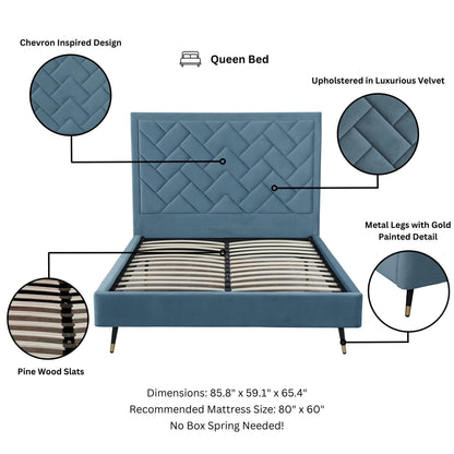 Crosby - Bed With Upholstered Headboard And Slats - The Sleep Loft - Online Mattress Showroom NYC