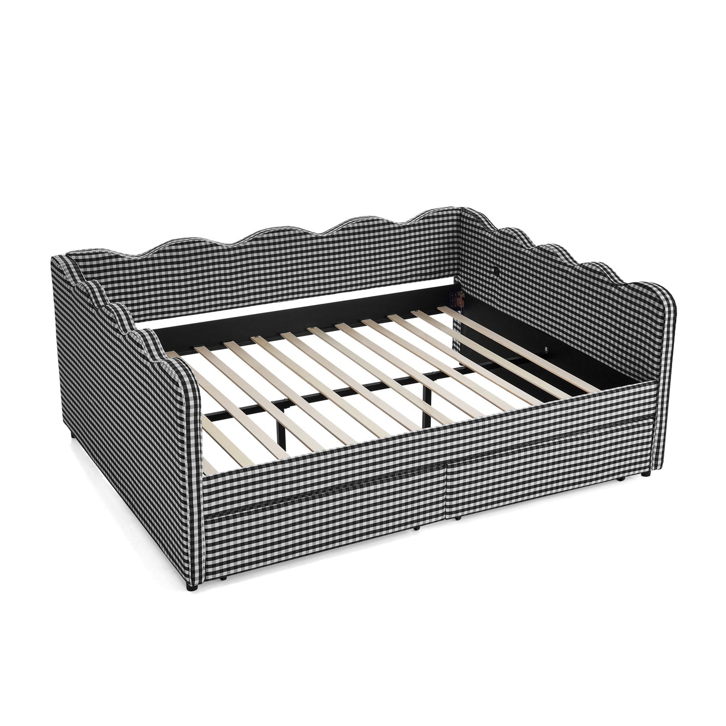 Gingham Daybed With USB Charging Port, Wave-Shaped Design - The Sleep Loft - Online Mattress Showroom NYC
