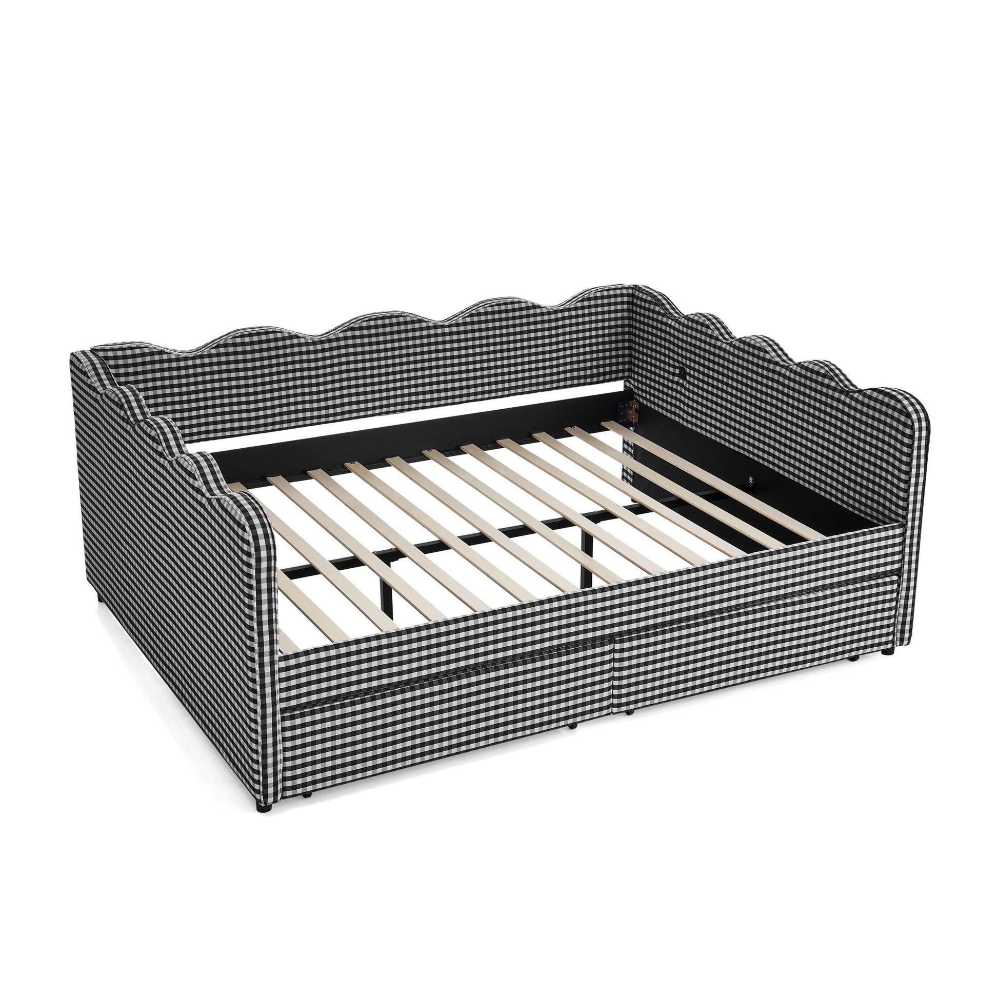 Gingham Daybed With USB Charging Port, Wave-Shaped Design - The Sleep Loft - Online Mattress Showroom NYC