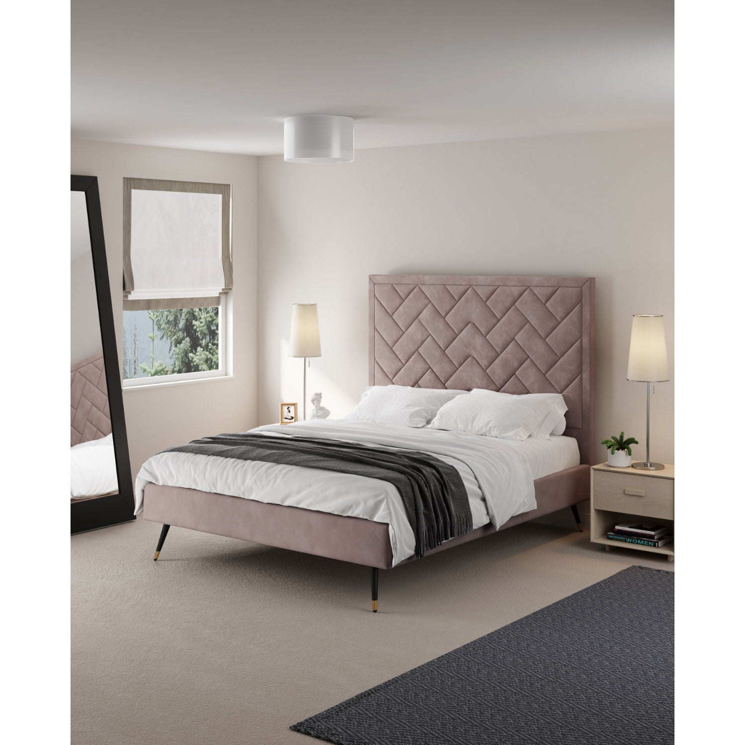 Crosby - Bed With Upholstered Headboard And Slats - The Sleep Loft - Online Mattress Showroom NYC