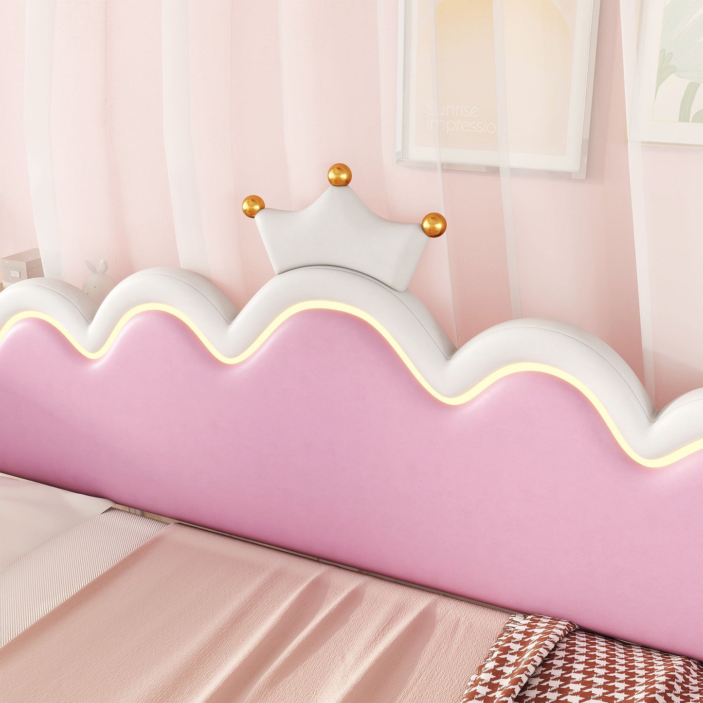 Extending Daybed With LED Lights, Modern Upholstered Princess Daybed With Crown Headboard - The Sleep Loft - Online Mattress Showroom NYC