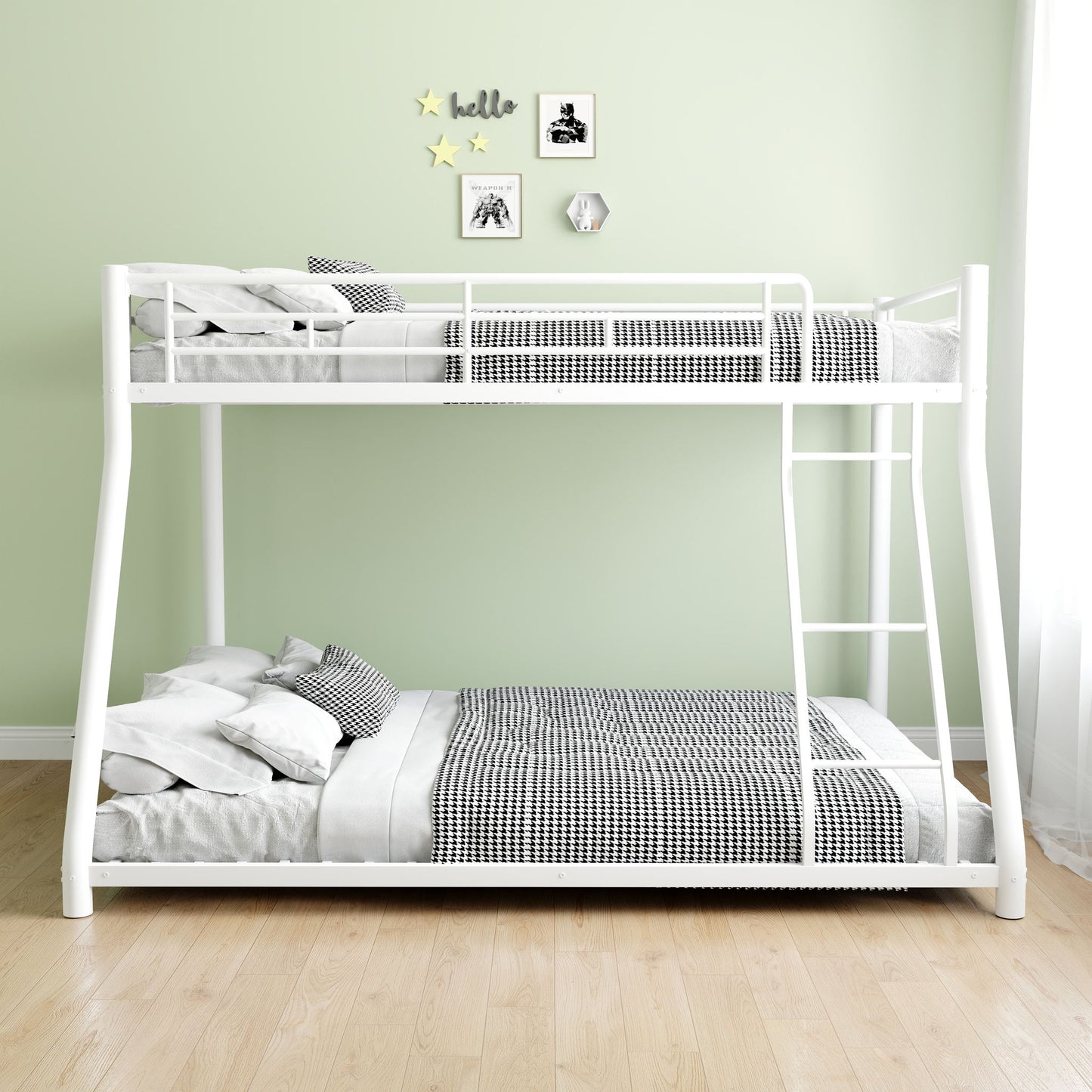 Bunk Bed Frame With Ladder And Guardrail, Heavy Duty Noise Free Design Metal Construction - The Sleep Loft - Online Mattress Showroom NYC
