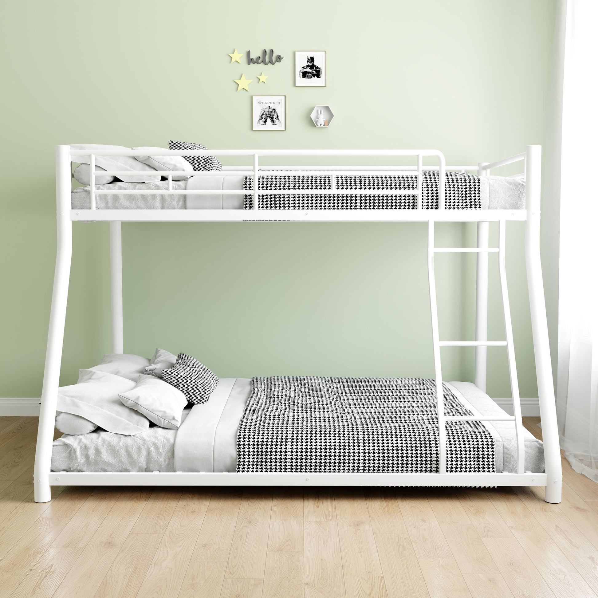 Bunk Bed Frame With Ladder And Guardrail, Heavy Duty Noise Free Design Metal Construction - The Sleep Loft - Online Mattress Showroom NYC
