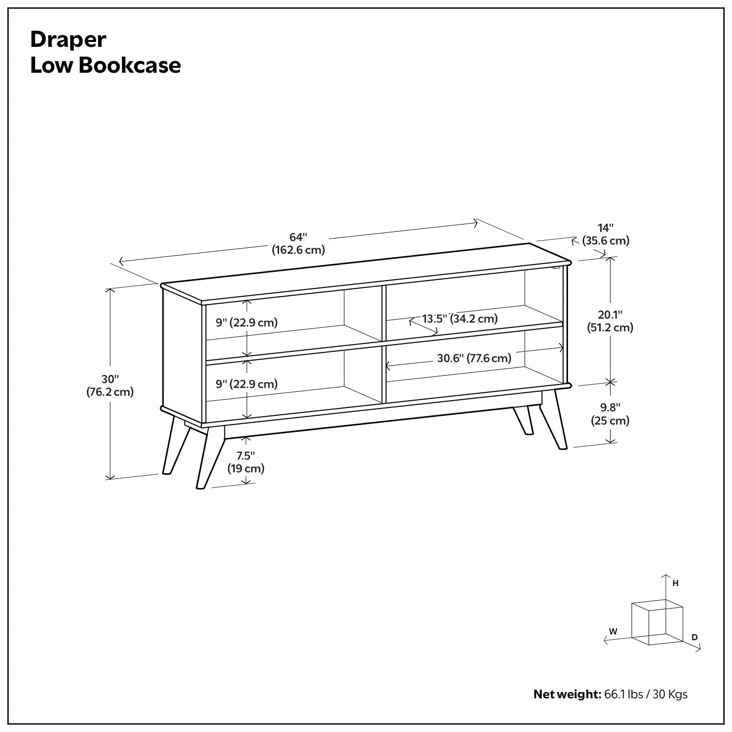 Draper - Handcrafted Low Bookcase - The Sleep Loft - Online Mattress Showroom NYC