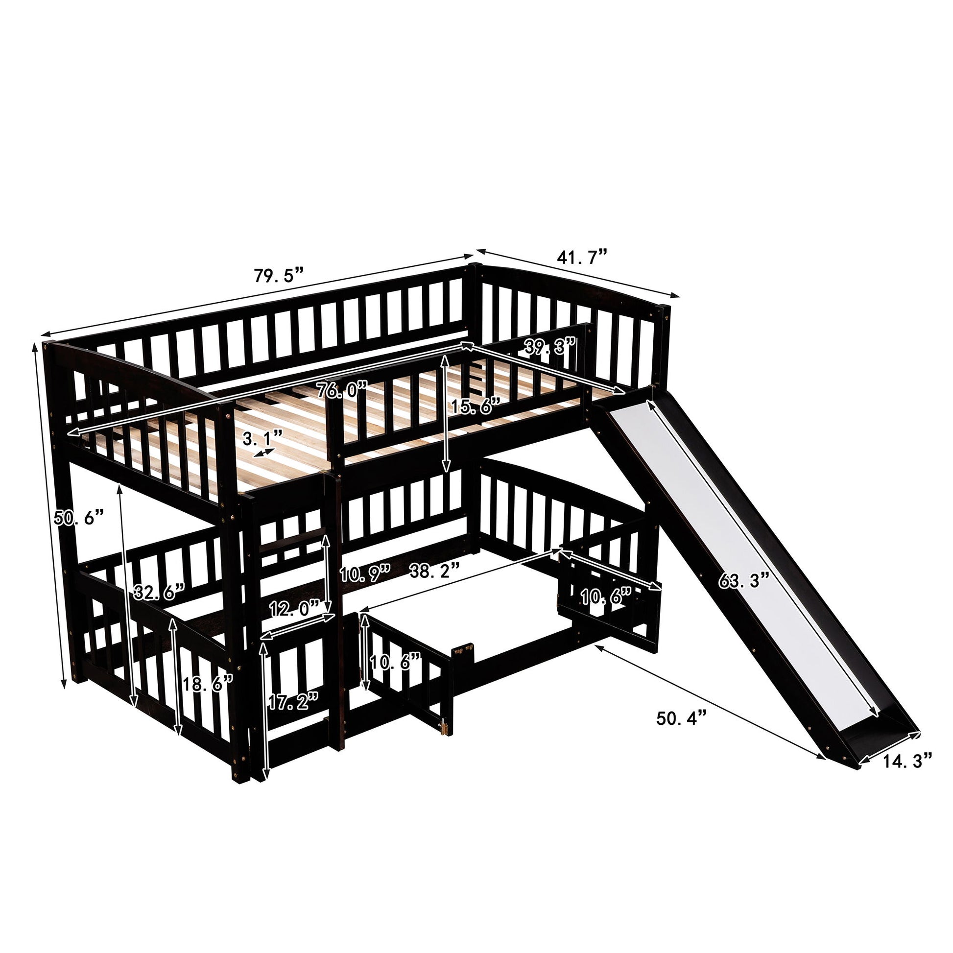 Low Bunk Bed With Slide, Fence And Ladder - The Sleep Loft - Online Mattress Showroom NYC