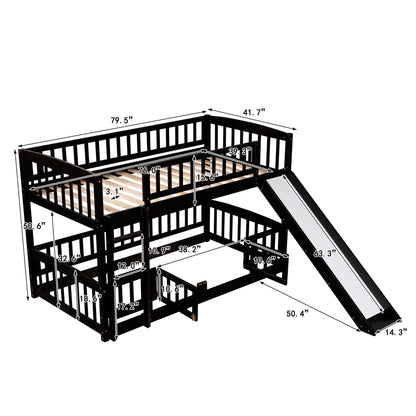 Low Bunk Bed With Slide, Fence And Ladder - The Sleep Loft - Online Mattress Showroom NYC